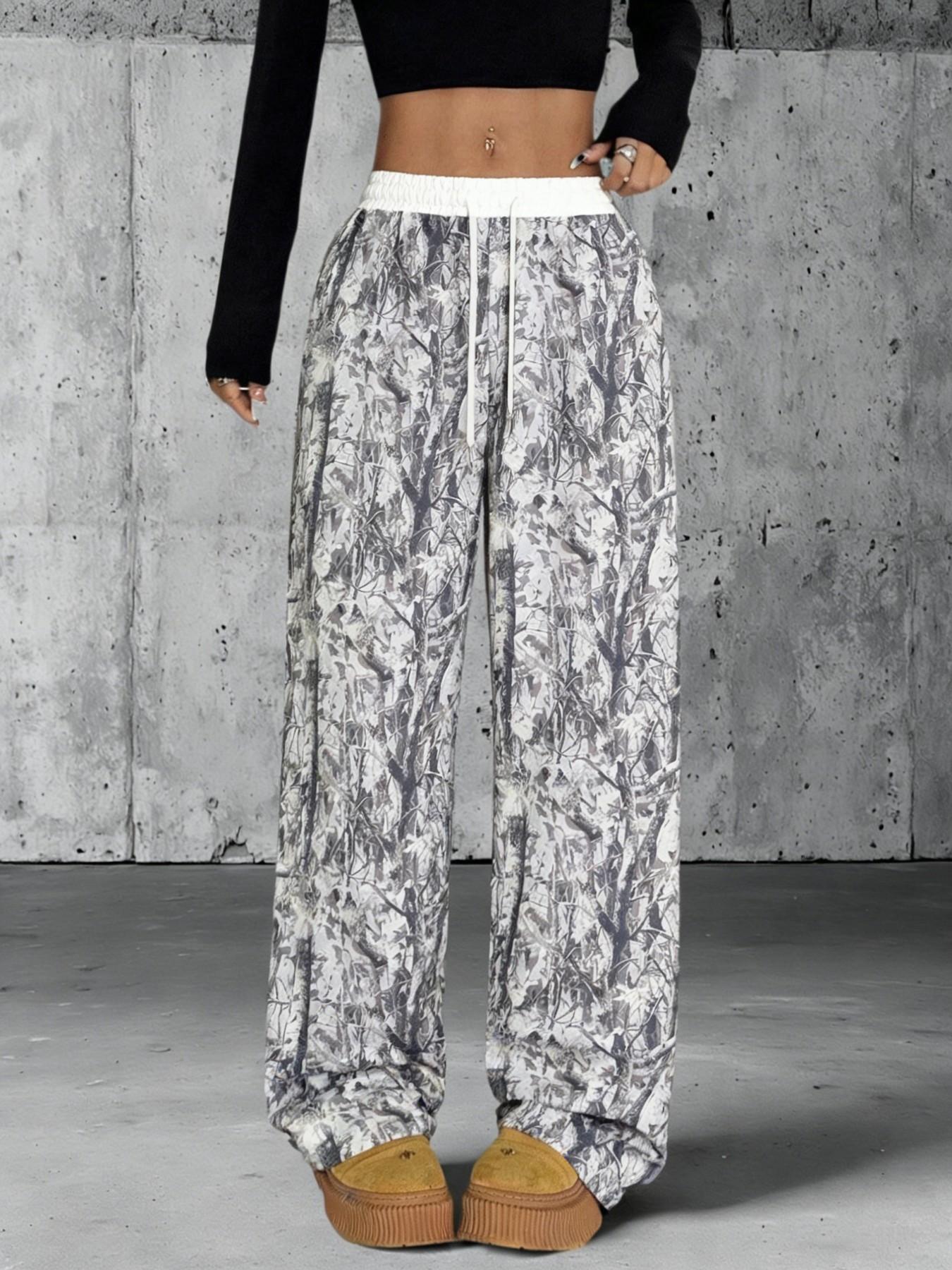 Unisex Camo Print Trousers, Casual Comfy Breathable Straight Leg Trousers for Daily Wear, Fashion Camouflage Print Bottoms for Summer, Pants