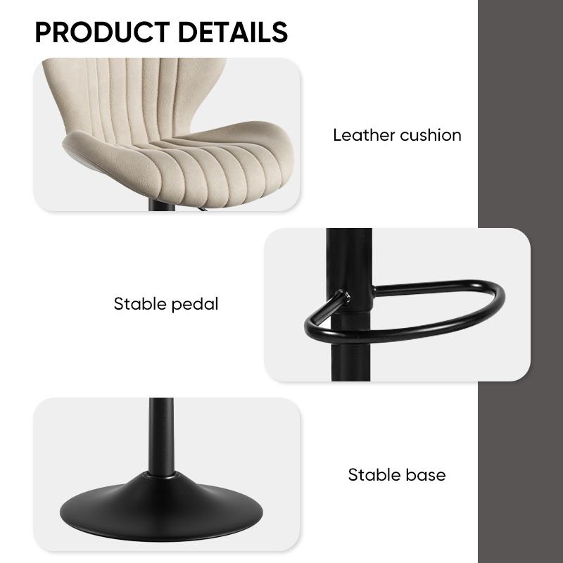 Bar Stools Set of 2 Modern Swivel Bar Chairs, Barstools Counter Height with High Backrest, Easy 3-5 Minute Assembly for Bar, Kitchen, Dining Room Beige