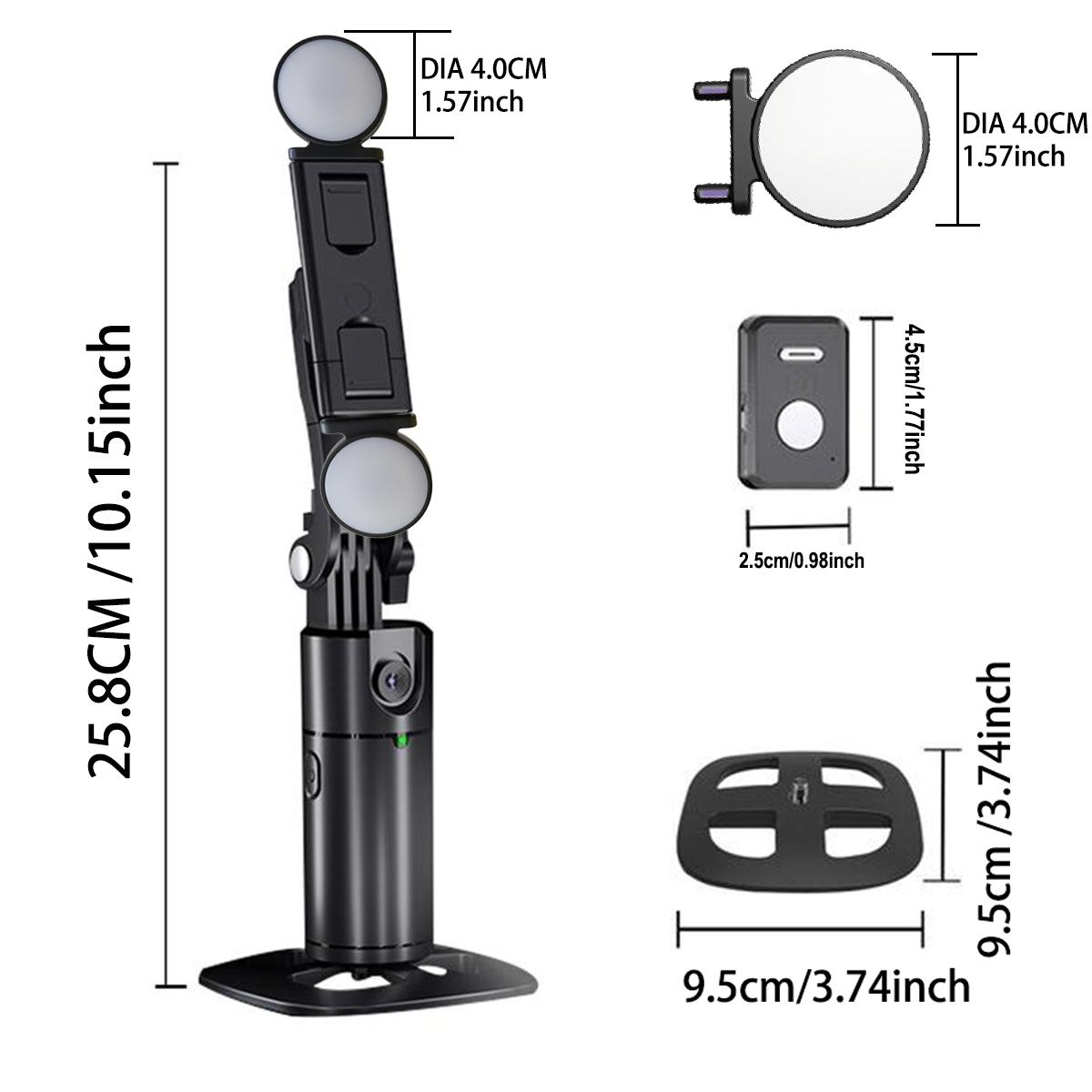 Auto Face Tracking Stabilizer, 360° Rotatable Cellphone Holder with Remote & Fill Light, Camera Gimbal Stabilizer, Smart Shooting Phone Stand for Video Vlog Live Stream, Tripod Light