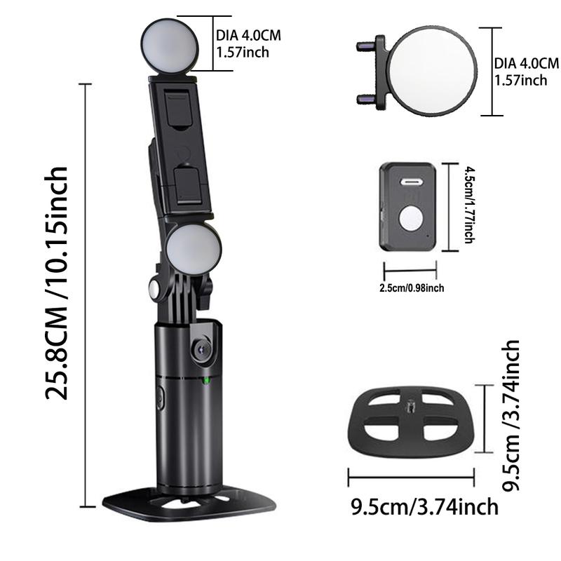Auto Face Tracking Stabilizer, 360° Rotatable Cellphone Holder with Remote & Fill Light, Camera Gimbal Stabilizer, Smart Shooting Phone Stand for Video Vlog Live Stream, Tripod Light