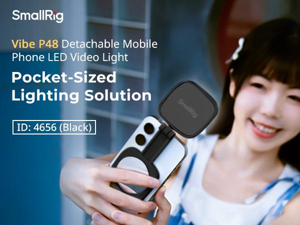 SmallRig 3-in-1 Magnetic Selfie Light for iphone17 Pro/MAX, Phone Light with a Mirror, Instant Attachment for MagSafe, for Selfies,Makeup,Live Streaming,Video Conference,360° LED Ring Light and Phone Stand,Vibe P48 4656/4933