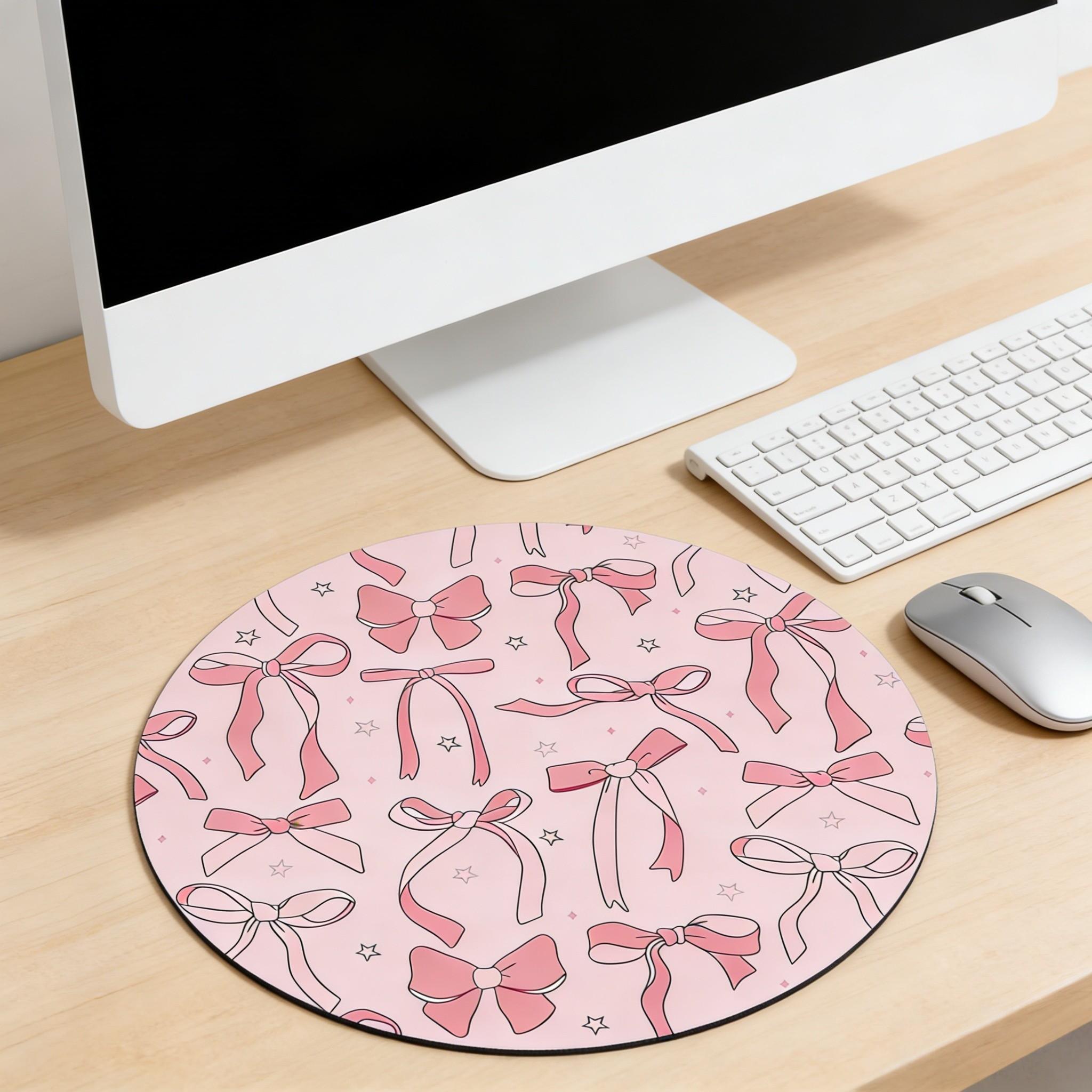 Fashion Butterfly Knot Round Mouse Pad, Non-Slip Rubber Base, Small Desktop Mat for PC/laptop, Gaming/mouse Pad, Gift for Women - 7.87 Inches