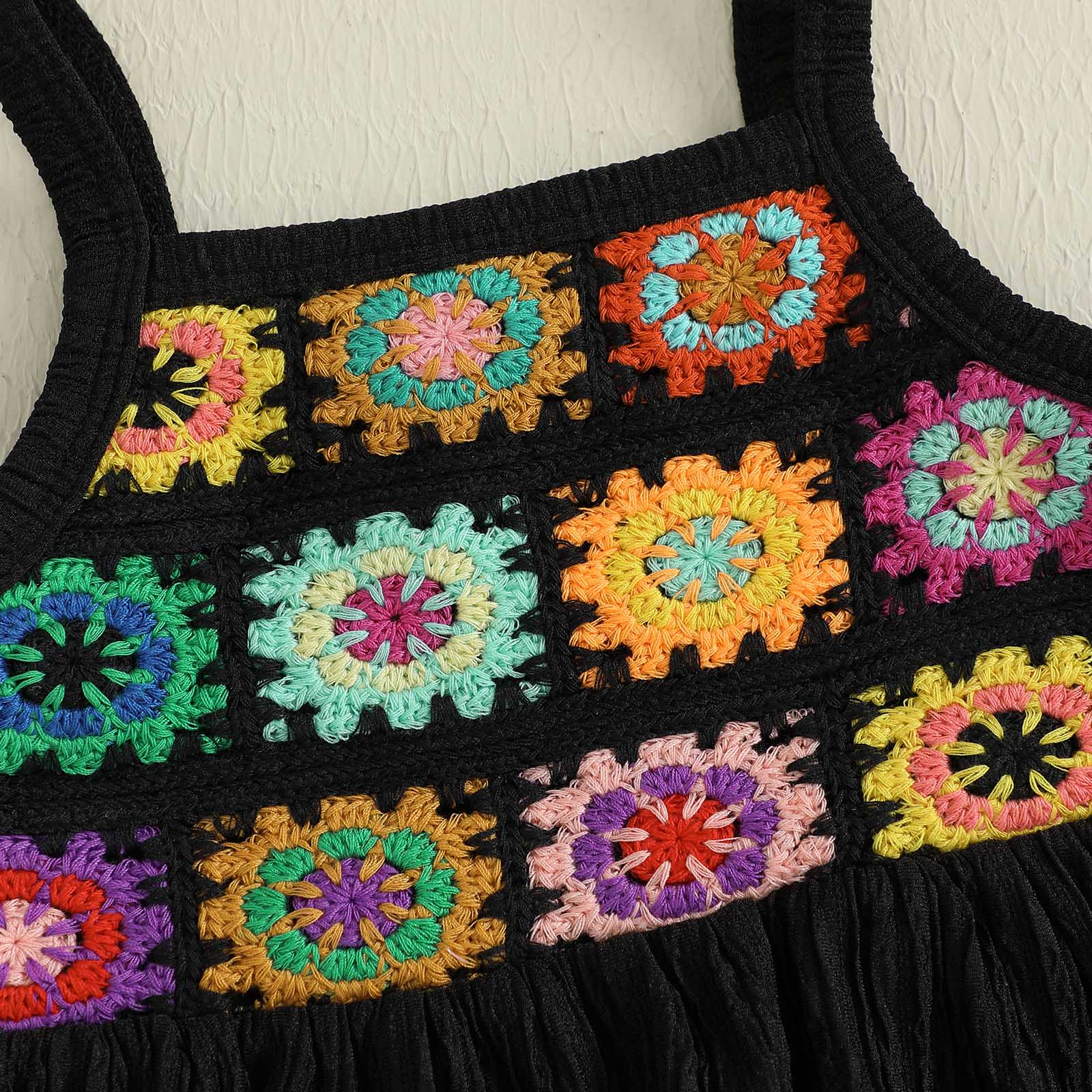 Toddler Girls Two Piece Outfits Crocheted Flowers Fruit Ruffled Camisole Tops Elastic Waist Long Pants Baby Children Summer Clothes #Summervibes