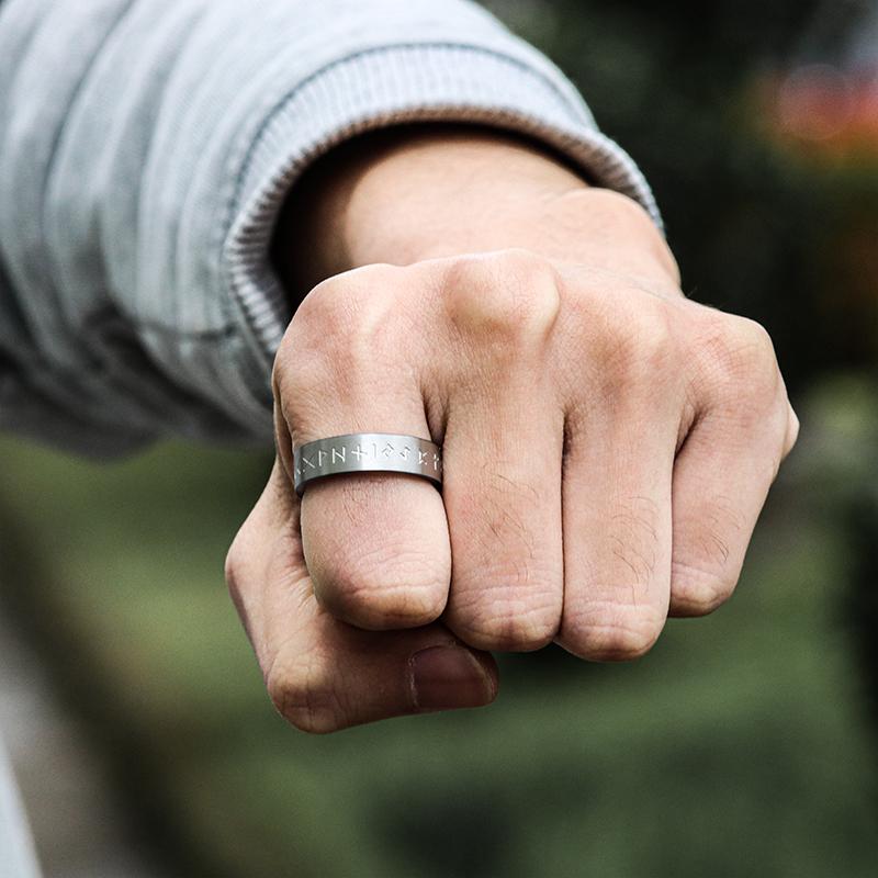 GTHIC Norse Runes Stainless Steel Viking Ring for Birthday Father's Day Gift Size 7-13