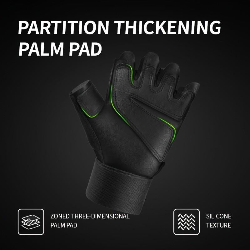 Fitness Half-Finger Gloves, Outdoor Cycling Sports Gloves, Non-Slip, Thickened, Wear-Resistant with Straps, Weightlifting Training Gloves