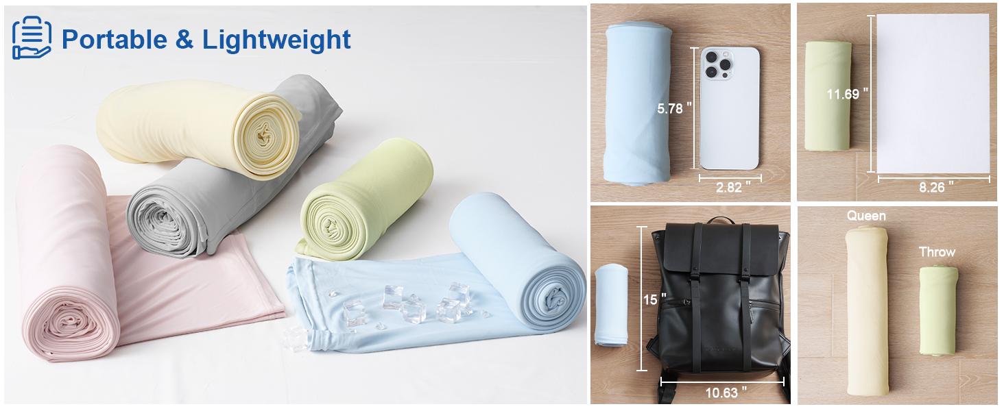 PHF Reversible Double Cooling Blanket for Hot Sleepers - Breathable, Lightweight, Portable Silky Blanket for Home, Office, Travel, Car - Perfect Summer Gift for Boyfriends, Men, Mother's Day, and Teen Bedrooms