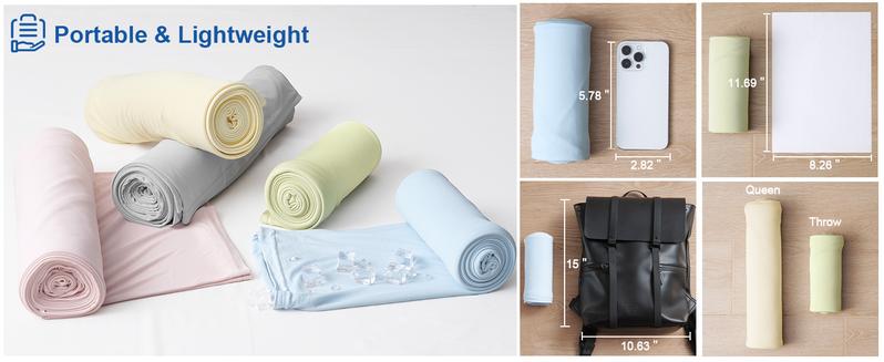 PHF Reversible Double Cooling Blanket for Hot Sleepers - Breathable, Lightweight, Portable Silky Blanket for Home, Office, Travel, Car - Perfect Summer Gift for Boyfriends, Men, Mother's Day, and Teen Bedrooms