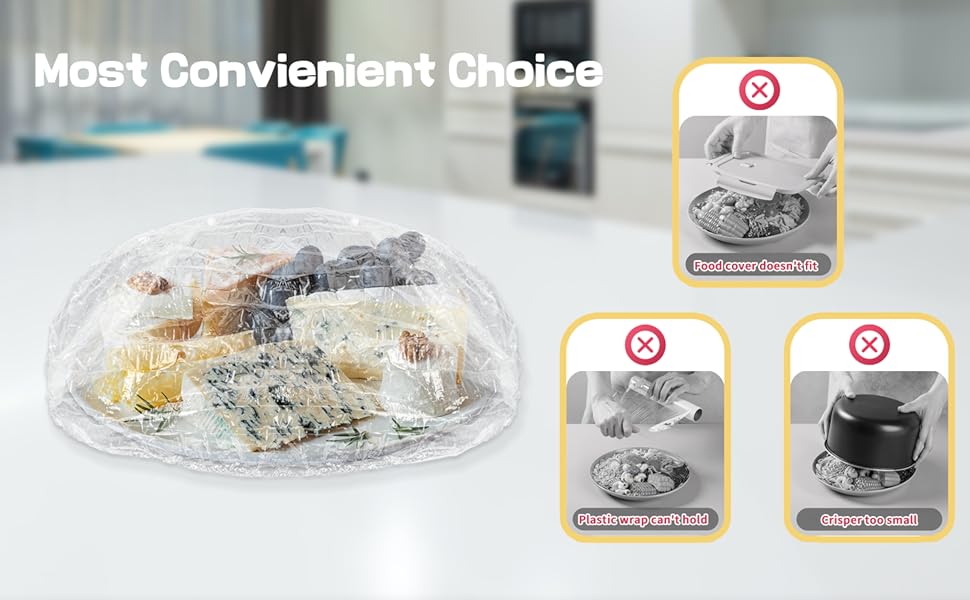 Plastic Bowl Covers for Sourdough Bread Proofing Large Disposable Elastic Food Wraps Fits 12-inch Bowls, Shower Caps for Banneton Bread Proofing Basket Plastic Food Wrap Can Covers 100 Pcs
