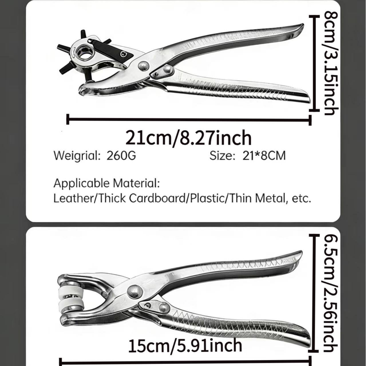 Effortless Belt Hole Puncher Set 3-Piece, Home Use Hole Punch Tool, Time-Saving Multi-Function Eyelet Punch Clamp