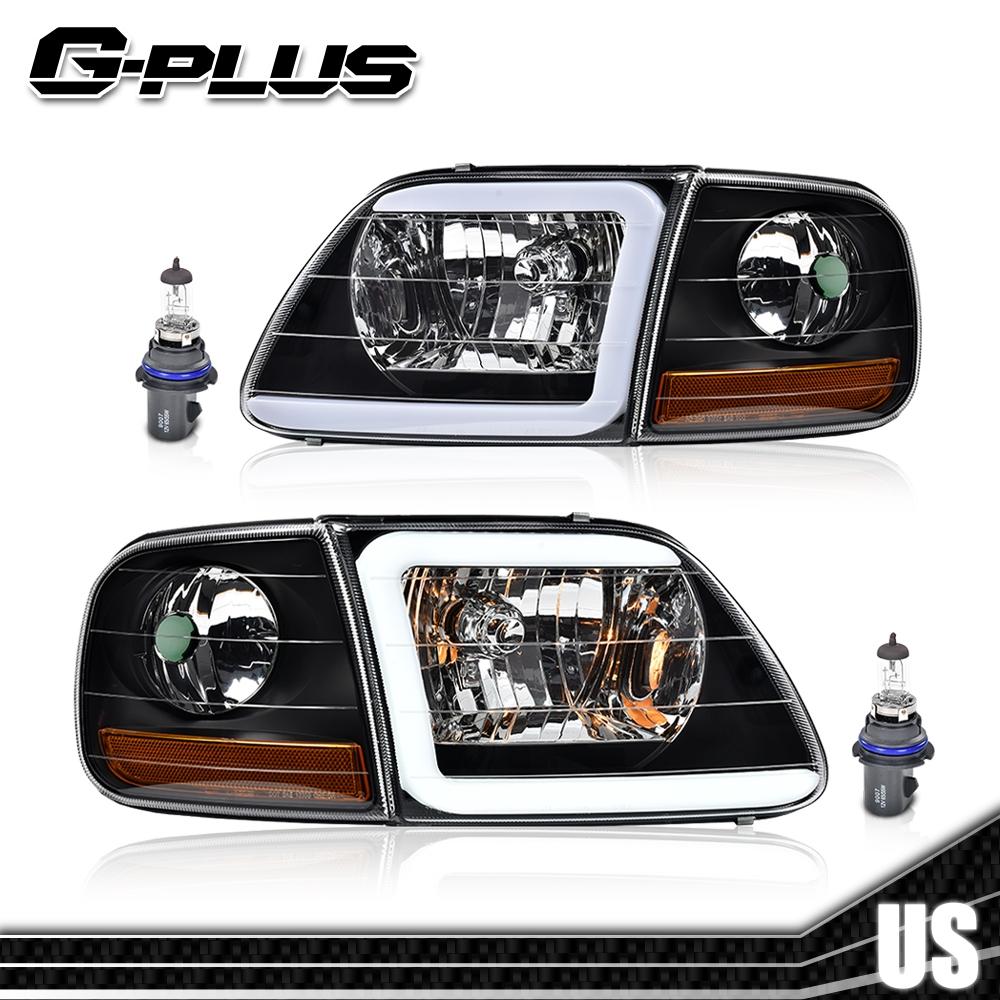 Fit For 1997-2004 Ford F150 C STYLE LED Strip Headlights Headlamps Black/Smoked/Chrome Fit For 1997-2004 Ford F150 C STYLE LED Strip Headlights Headlamps Black/Smoked/Chrome