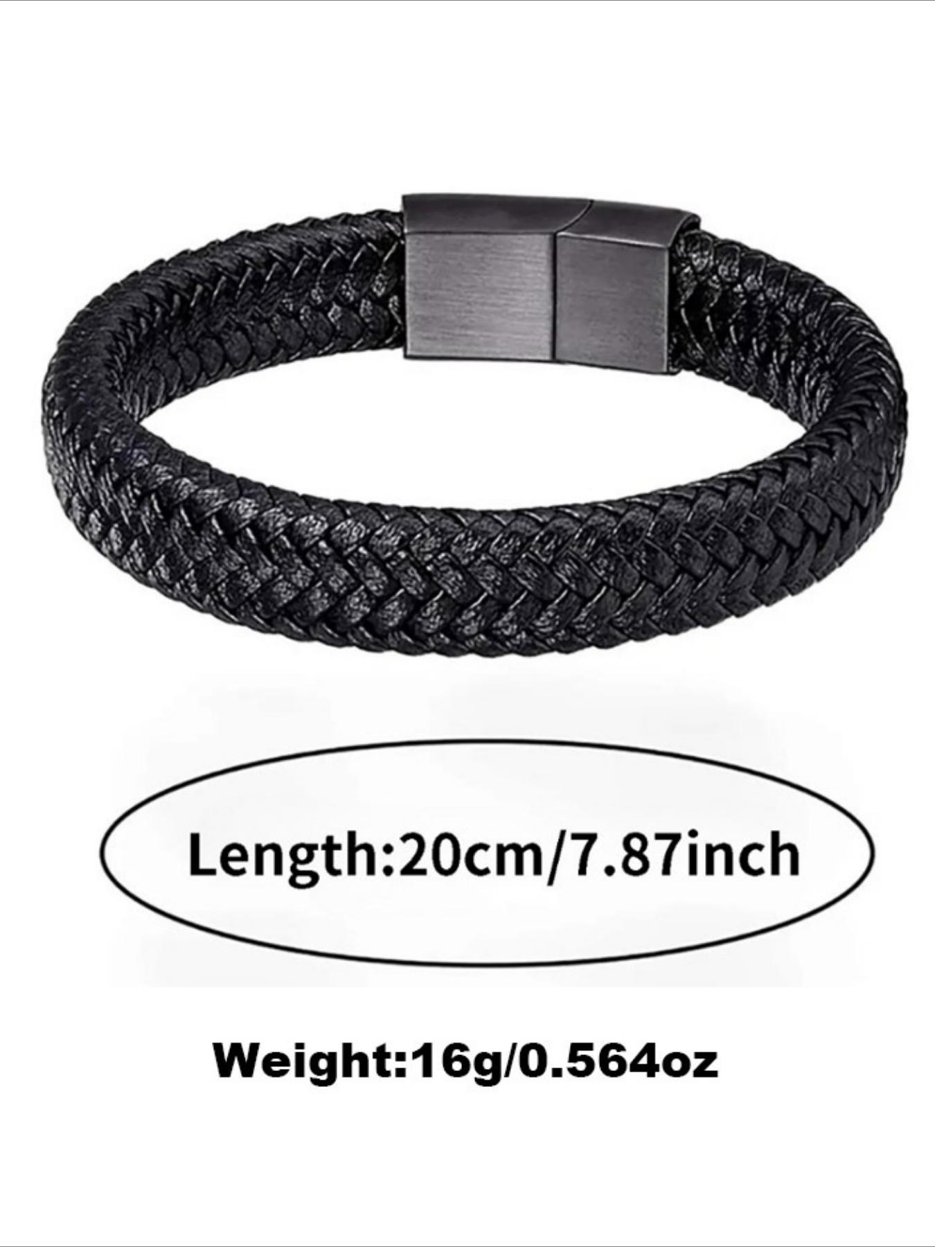 1PC Black PU Leather Magnetic Bracelet Men's Mature and Stable and Elegant Giving Men The Best Gift for Men
