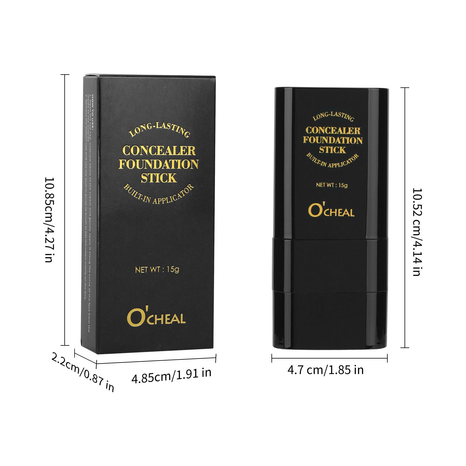 Foundation Concealer Stick, Dual-Ended with Built-in Brush, Moisturizing & Lightweight.Easily blendable for a smooth, natural look, perfect for daily use or quick touch-ups. Longwear Instant Retouch Concealer Double-Ended Foundation Brush