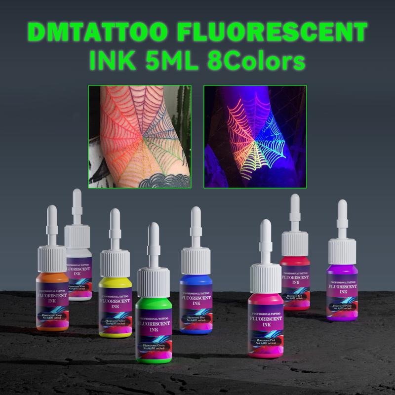 DMTATTOO 5ML Fluorescent Tattoo Ink 8pcs Kit UV Tattoo Pigments Natural Plant Extract Pigment Professional Tattoo Inks 8 Colors for Body Art DMTATTOO 5ML Fluorescent Tattoo Ink 8pcs Kit UV Tattoo Pigments Natural Plant Extract Pigment Professional Tattoo Inks 8 Colors for Body Art