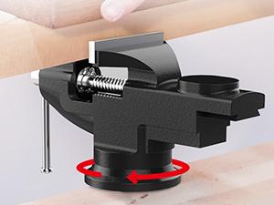 Universal Table Vise 3 Inch, 360 ° Swivel Base Bench Clamp Home Vise Clamp-On Vise Repair Tool Portable Work Bench Vise for Woodworking, Cutting Conduit, Drilling, Metalworking - Blue Heavy Duty Hardware