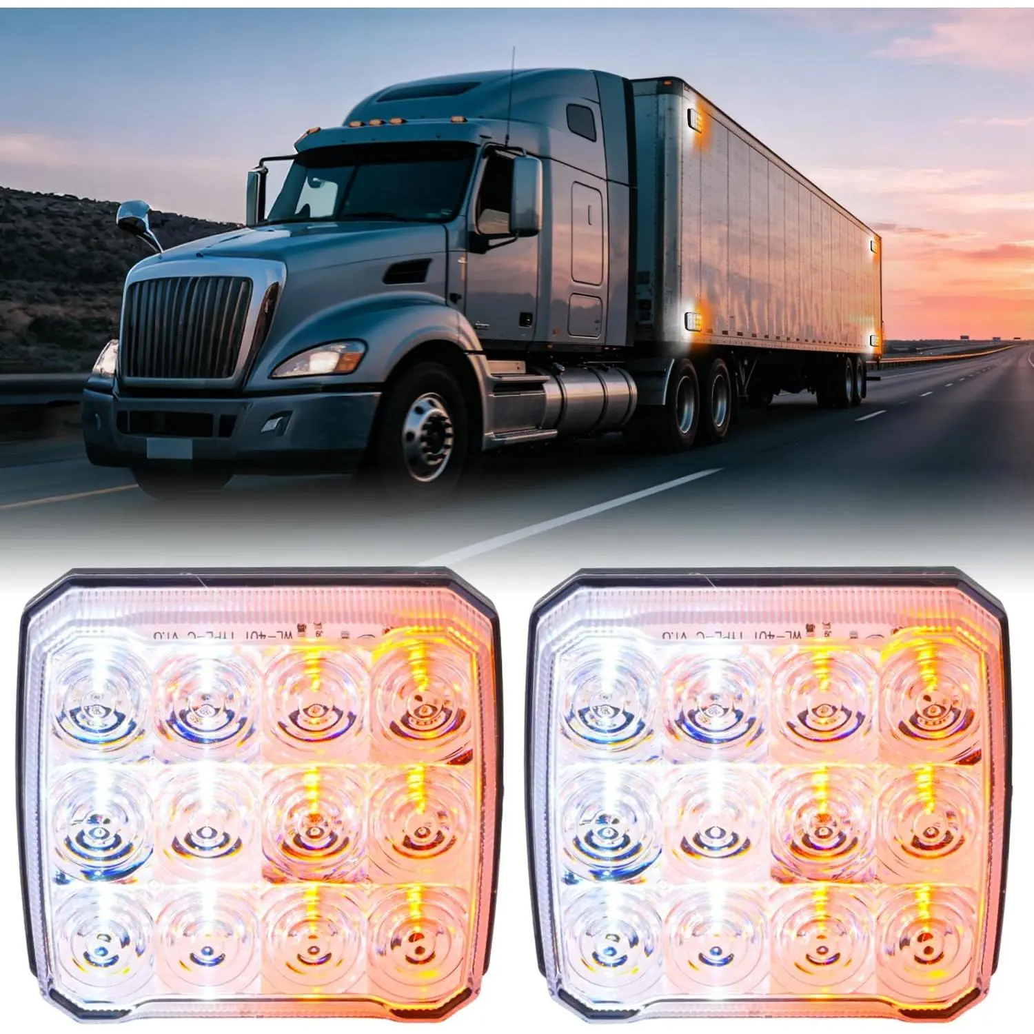 Magnetic Strobe Lights 2PCS Amber White 12 LED Rechargeable| 18 Flash Patterns Waterproof Wireless Emergency Hazard Beacon for Trucks Trailers Snow Plows Buses Cars