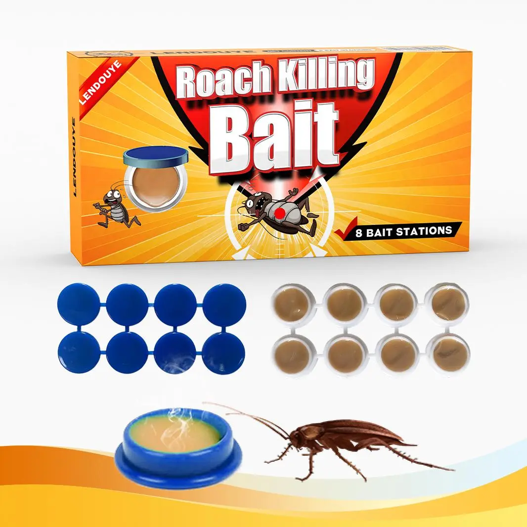 LENDOUYE 8-Piece Home Pest Control Set - Indoor Trap, Gel, Roach Control Bait Station, Nest Destroyer, Anti Cockroach Insecticide, Bug Repellent for American Cockroaches