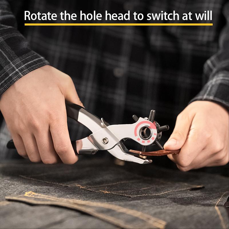 Leather Hole Puncher Tool for Belts, Watch Bands, Handbag Straps and More, Precision Multi-Size Fabric & Leather Hole Puncher for Crafts & Easy DIY Belt Holes