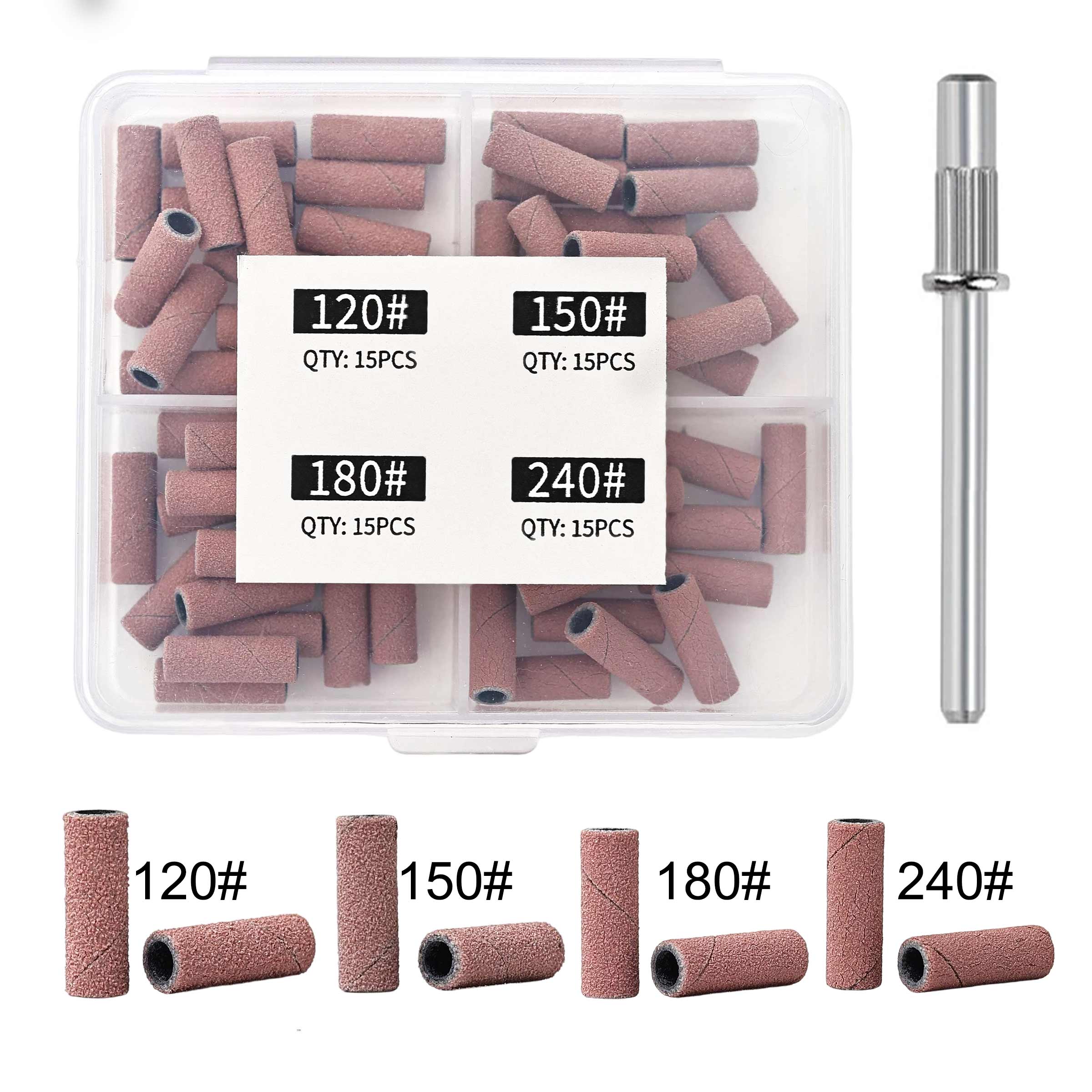Nail Drill Bits Sanding Bands, 50/100pcs Coarse Fine 120/150/180/240 Grit, 3.1mm Mini Mandrel, Acrylic Nails Gel Manicures Pedicure