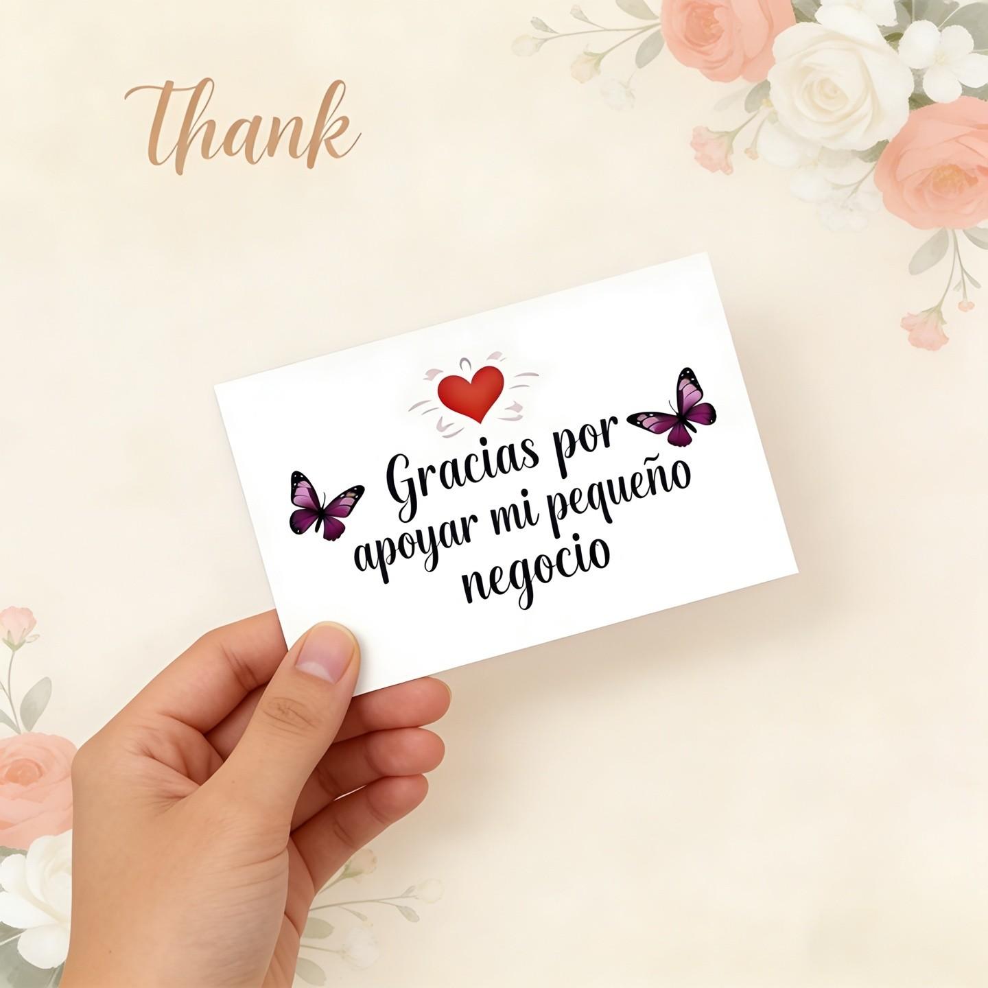 50 Spanish Thank You Cards, Heart Design, Cute Colors, Thick Paper Tags, Perfect for Gift Boxes, Business Thanks, Decorations