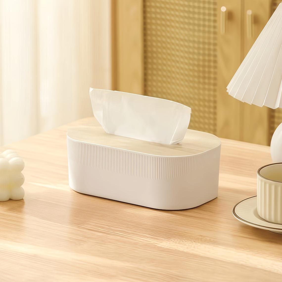 Nordic Minimalist Style Tissue Box, Arched Handkerchief Box with Grain Lid, Large Napkin Dispenser, Autumn Decoration Bathroom, Suitable for Bathroom, Bedroom, Living Room, Student Dormitory. Bathroom Additions