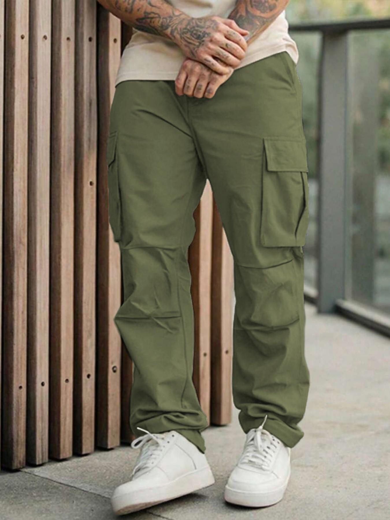 Men's Multi-Pocket Workwear Straight Leg Pants, Loose Breathable Outdoor Tactical Pants, American Vintage Fashion Wide-Leg Workwear Pants