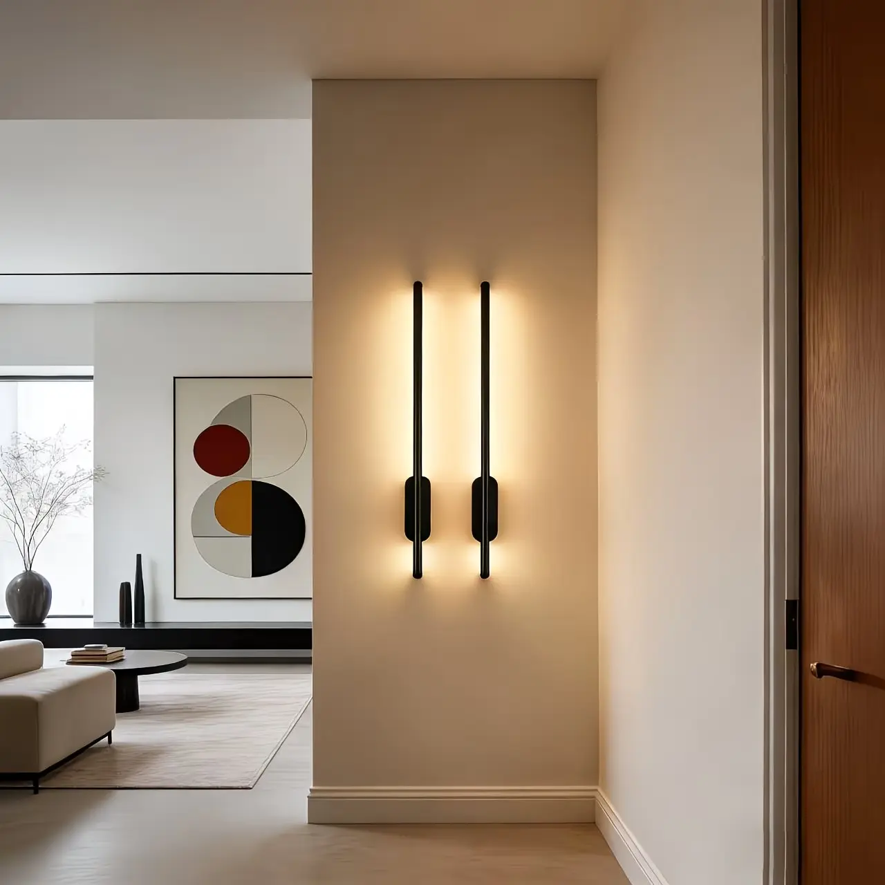 2-Pack Modern Linear LED Wall Lights, Rechargeable, Timer, Magnetic, for Living Room, Kitchen, Bedroom, Hallway, Cafe, Restaurant, Office