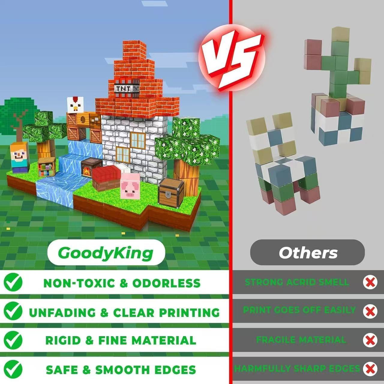 100 magnetic building blocks and tiles for stacking and construction – “Magnetic World” series, STEM Montessori sensory toy magnets, Valentine’s Day gift, boyfriend gift, educational activity, creative play, outdoor fun squares.