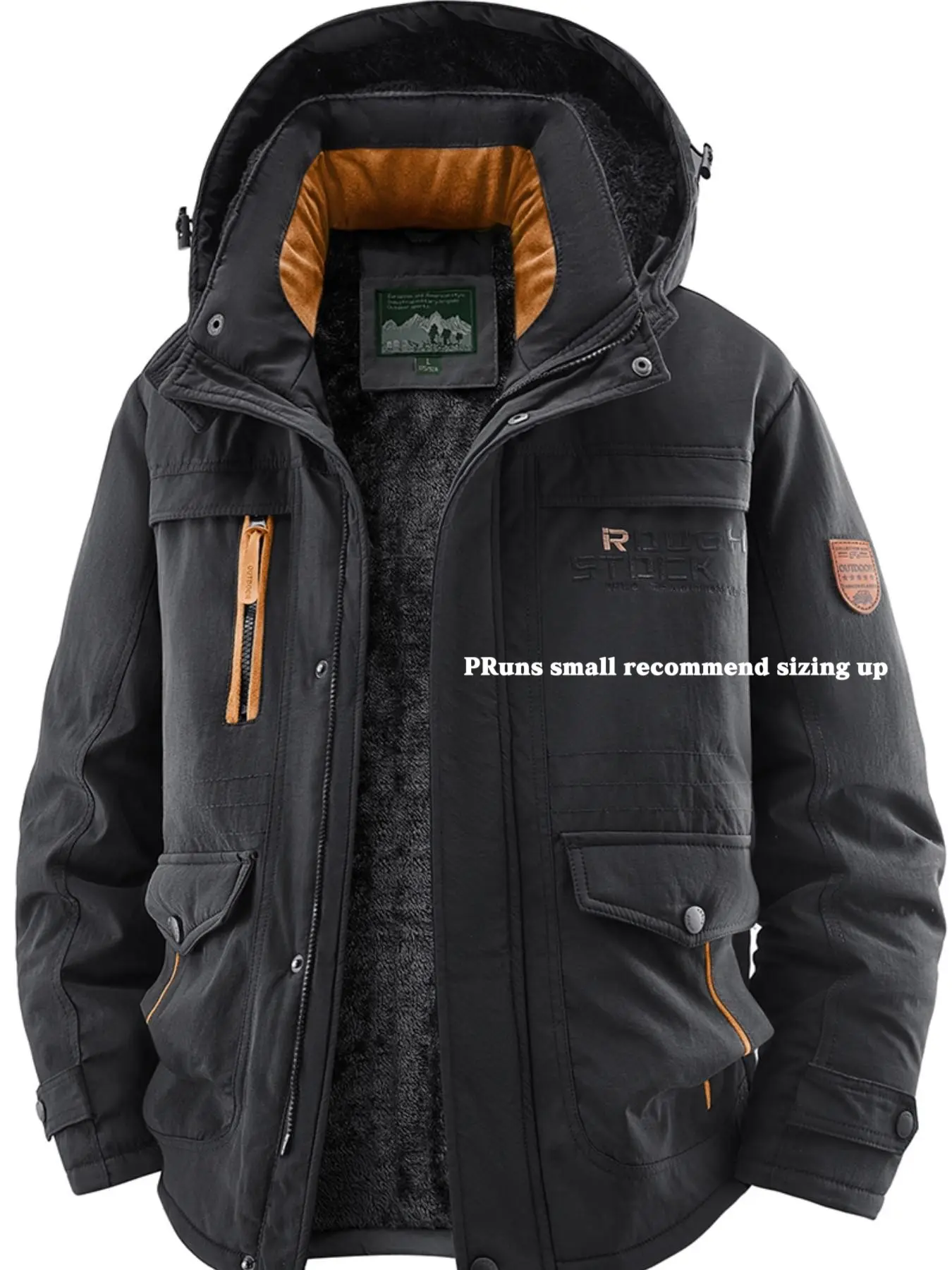 Men's Winter Fleece-Lined Jacket with Hood, Windproof & Waterproof Warm Casual Outerwear, Stylish and Comfortable Design Jacket for Cold Weather