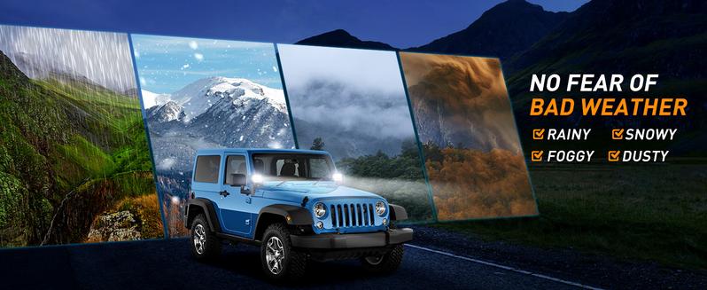 NAOEVO 4 Inch LED Pod Lights, Spot Flood LED Fog/Driving/Off Road Lights with 2 Leads Wiring Harness, Cube Pods for Truck Boat ATV UTV, 2 Pcs (White)