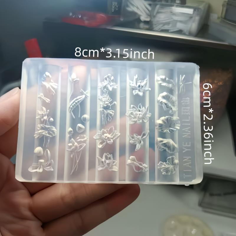 Silicone Nail Art Mold, Summer Lotus Leaf Design, 3D Floral Embossing Template, DIY Transparent Molding Tool, Unique Nail Decoration Kit, Flower Nails, Nail Art Tools