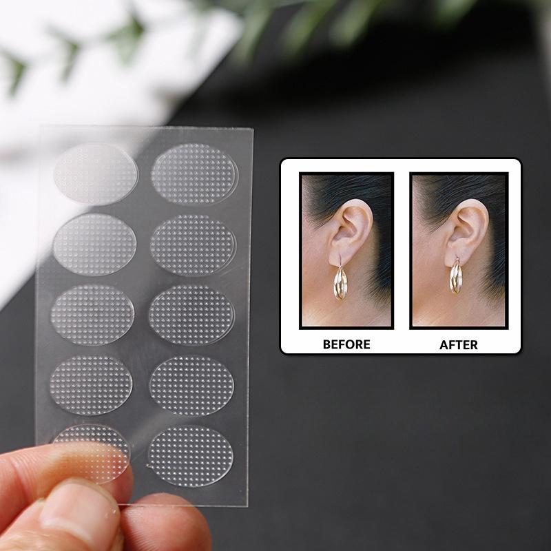 100pcs/10sheets 200pcs/20sheets Transparent Invisible Earlobe Protector for Women's Ear Piercing, Anti-enlargement Ear Sticker, Earlobe Support Patch for Strengthening Earring Support & Preventing Stretching