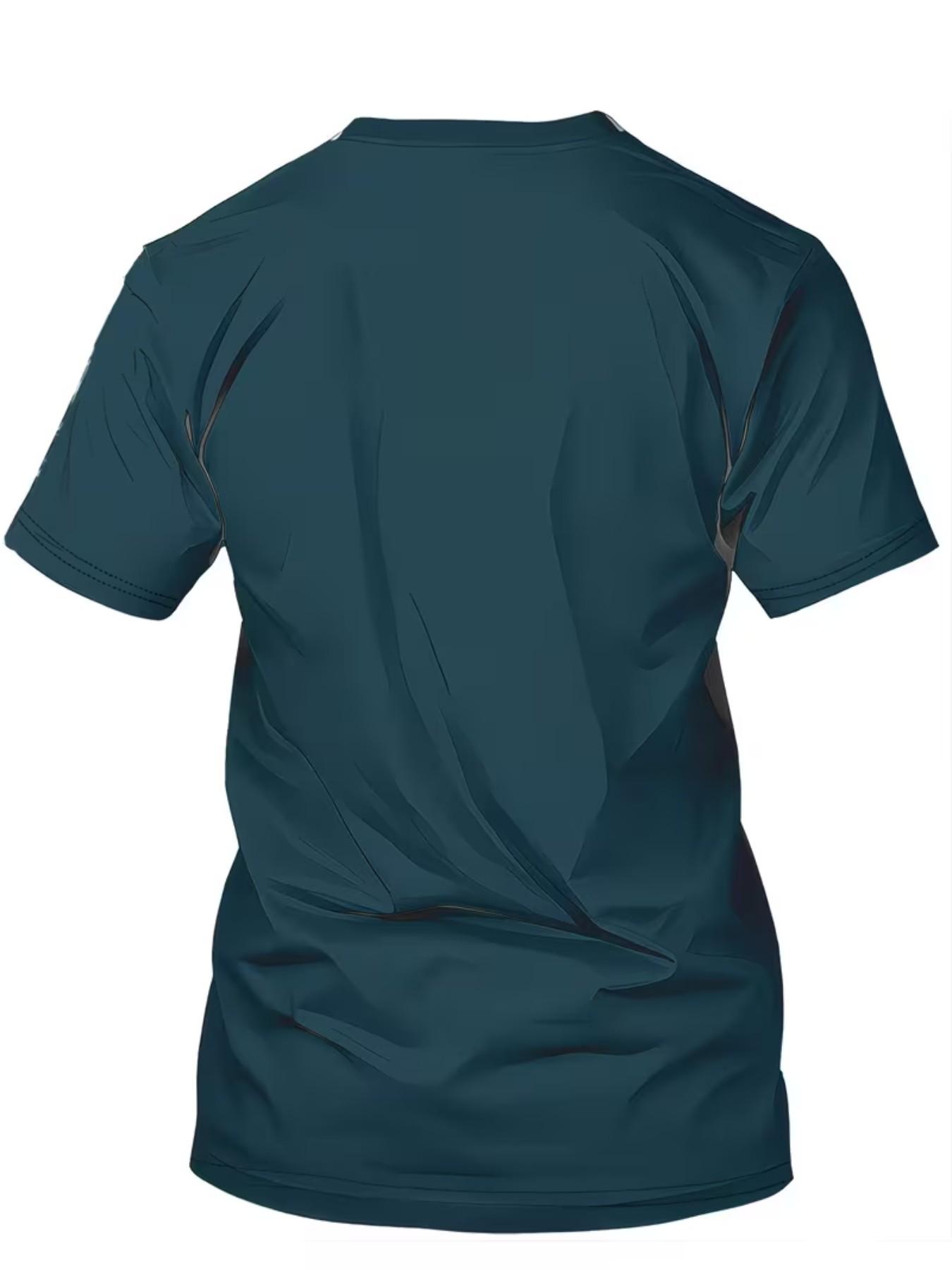 Men's Fashion Casual T-Shirt, 100% Polyester, Round Neck Short Sleeve, All Seasons Comfort, Smooth Fabric