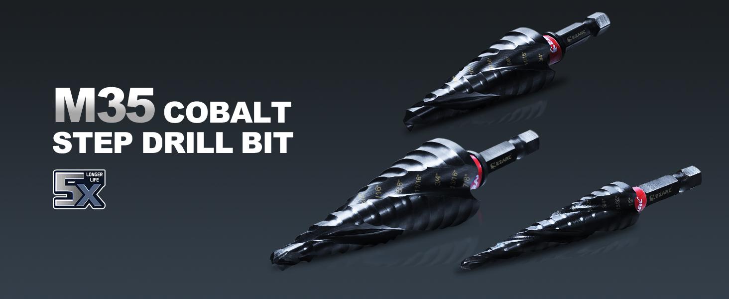 EZARC Wear-Resistant AlTiN Coated Step Drill Bit Set, 1/4" Hex Shank for Metal, Stainless Steel, Aluminum, Plastic Cutting Heavy Duty, FathersDayGift