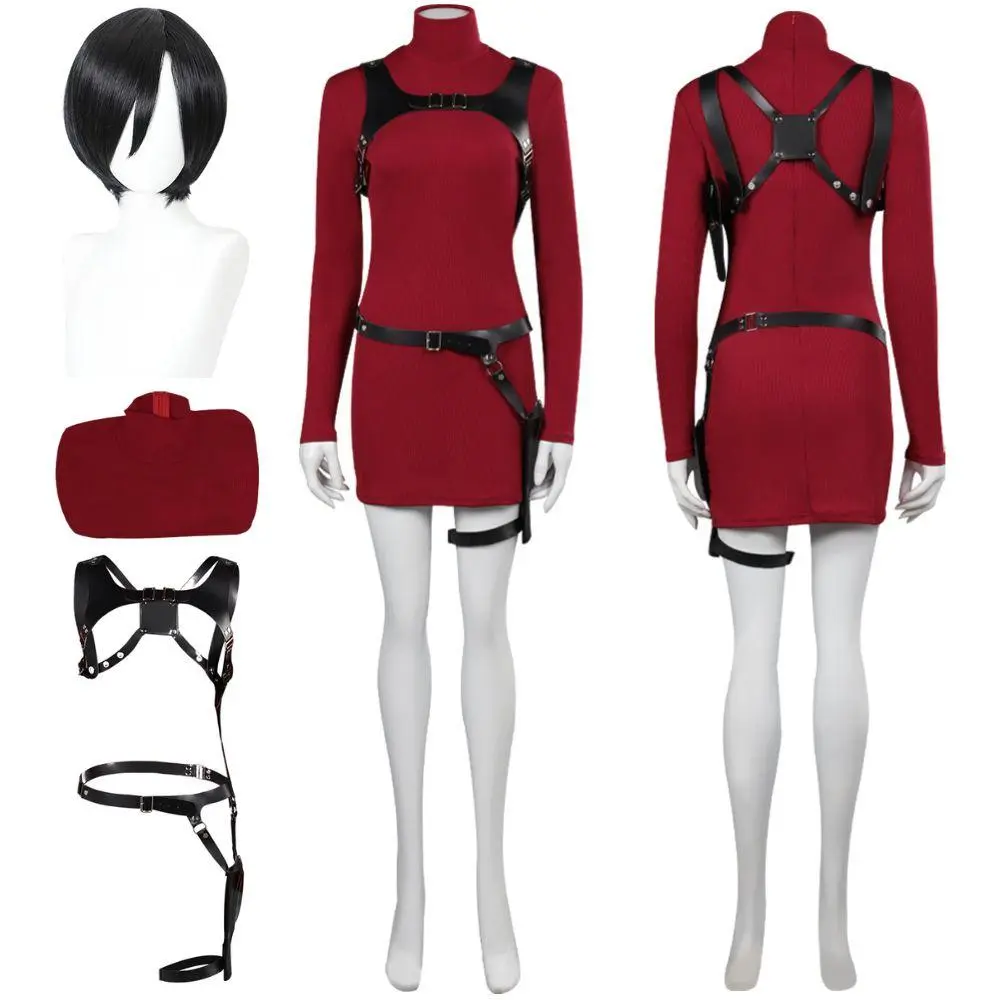 Female Ada Cosplay Wong Costume Dress Belt Wig Roleplay Outfits Fantasia Halloween Carnival Disguise Suit For Adult Women