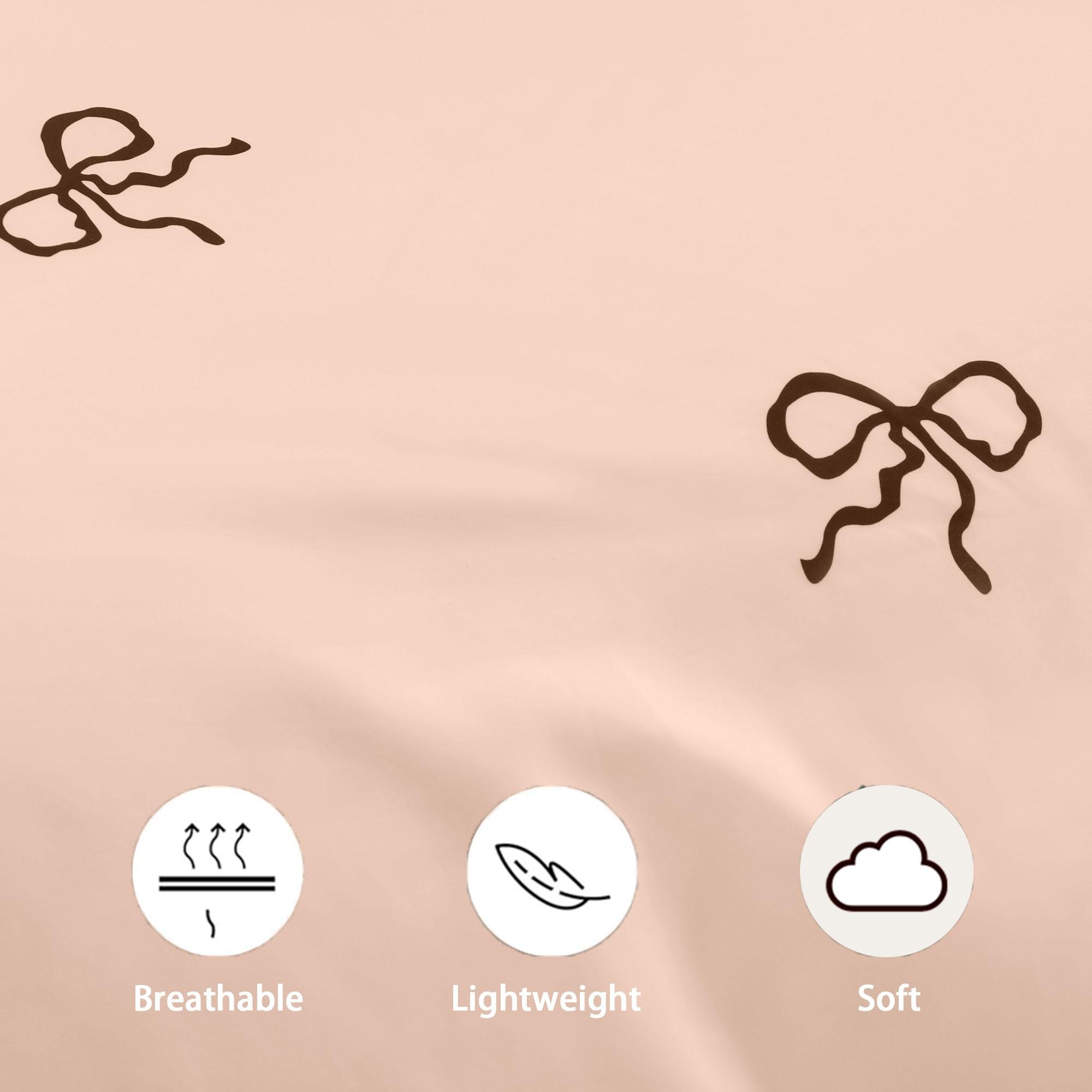 3-Piece Pink Bow Bedding Set with ruffled duvet cover and pillowcases, without fillers, a must-have for exquisite home decor.