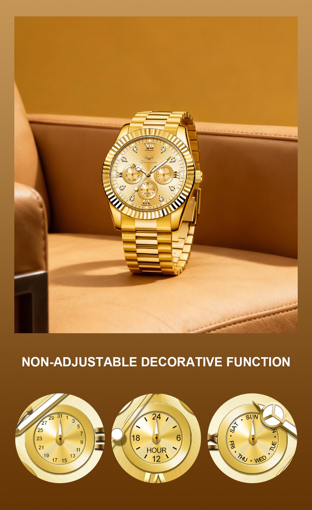 Ferhmen Men's Luxury Business Watch | Round Dial Mechanical-Quartz Timepiece | Stylish Dress Watch for Parties & Daily Wear | Premium Gift Box | Best Birthday Gift for Men 2026