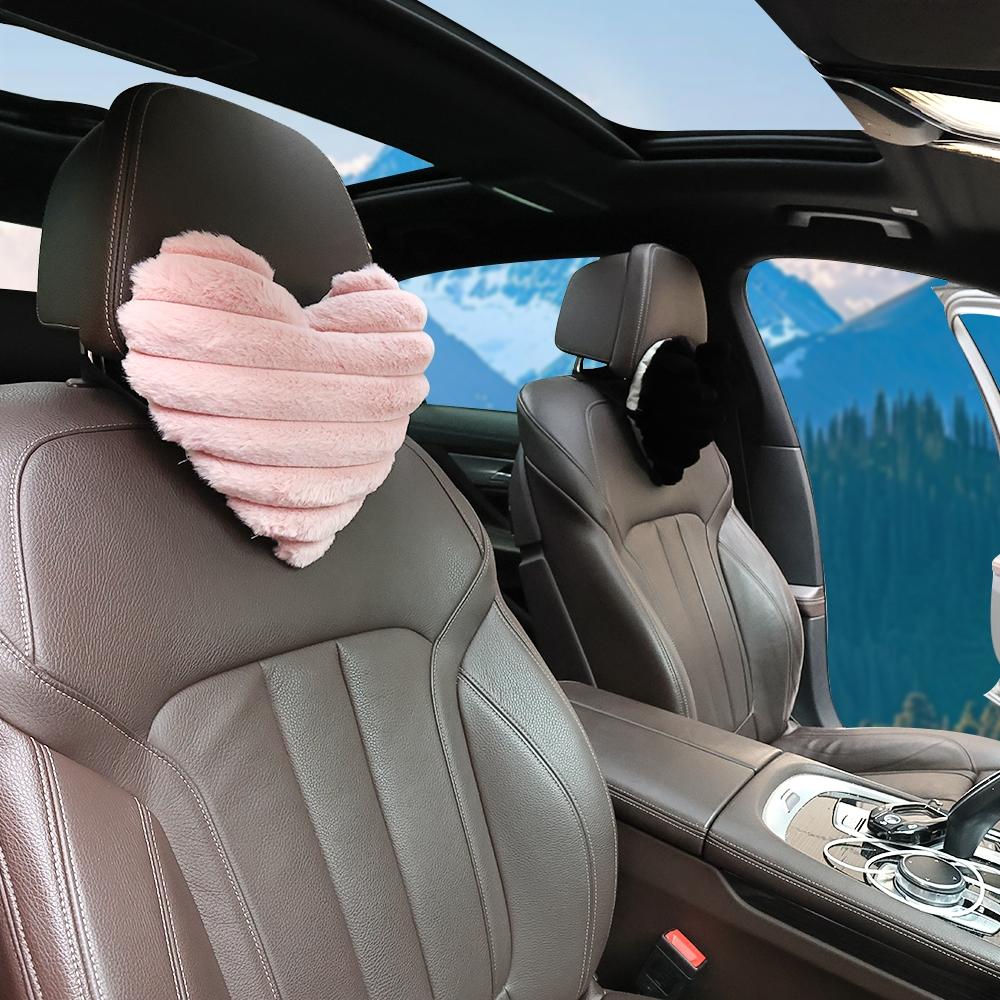 Heart Shaped Headrest Pillow, 1 Count Soft & Comfortable Car Neck Pillow, Plush Neck Pillow, Car Interior Accessories for Women & Girls, Car Accessory