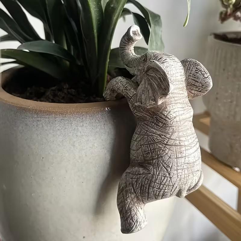 1pc, Hanging Flower Pot Elephant Lover Gift Home Balcony Garden Animal Decoration Sculpture Planter Flower Pot Decoration, Hanging Plant Pot, Hanging Planters, Home Decor