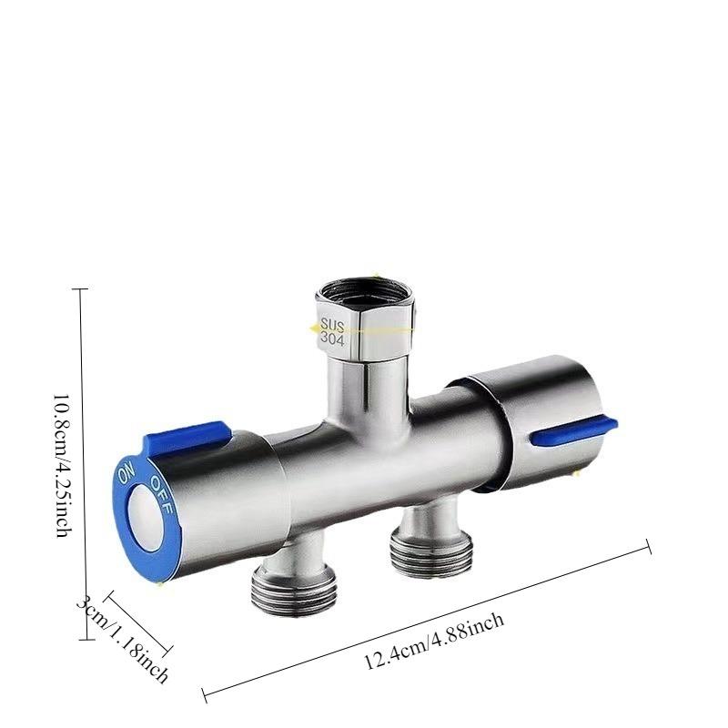 Household tap water faucet one inlet two outlets three-way water splitter, 4-point universal interface double-headed diverter valve, garden irrigation hose adapter labor-saving accessory