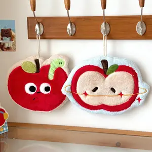 Apple Hand Towel Quick-drying and Water-absorbing Hanging Cute Coral Velvet Towel Thickened Kitchen Bathroom Small Square Towel