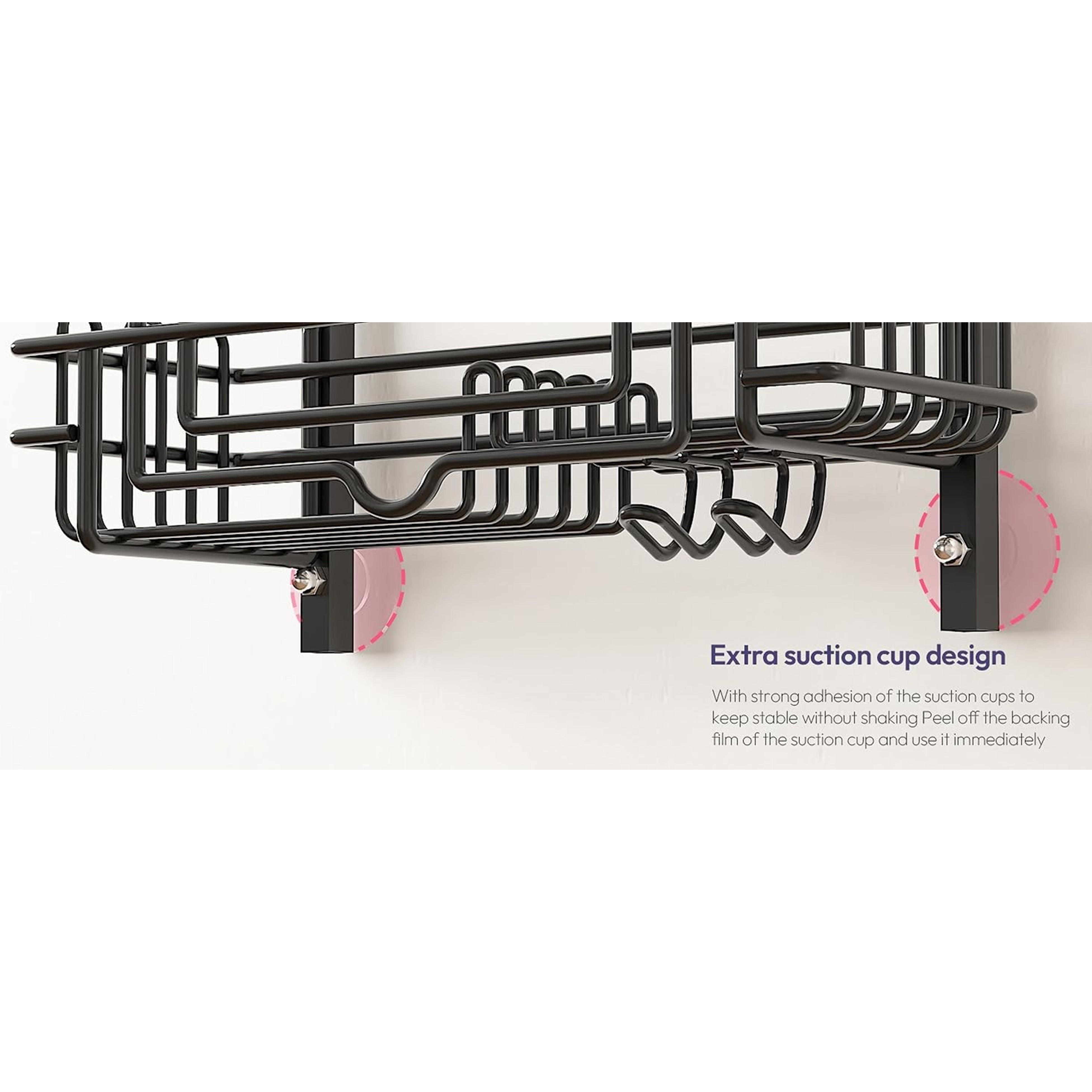 Shower Caddy Hanging Organizer - 3-Tier Rustproof Shower Organizer Over Showerhead with Adjustable Baskets, 24 Hooks, Soap & Razor Holder - No Drill Large Bathroom Storage Rack, Black Shower Caddy Hanging Organizer - 3-Tier Rustproof Shower Organizer Over Showerhead with Adjustable Baskets, 24 Hooks, Soap & Razor Holder - No Drill Large Bathroom Storage Rack, Black