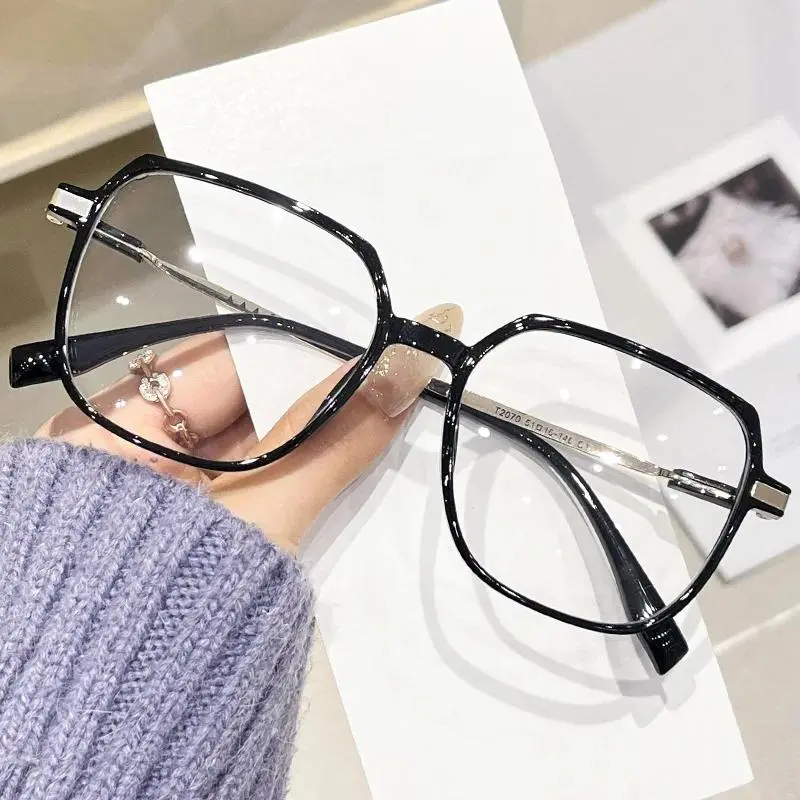 Fashion Large Frame Myopia  Glasses Men Women Blue Light Blocking Eyewear Anti Eyestrain HD Vision Prescription Lens-1.25-2.25
