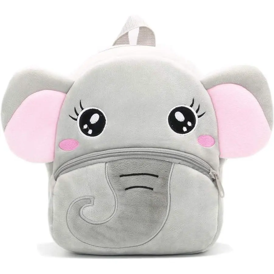 Toddler Grey Elephant Backpack Toddler Bag Plush Animal Cartoon Mini Travel Bag for Baby Girl Boy 2-6 Years(Bee), Polyester, Mini Backpack