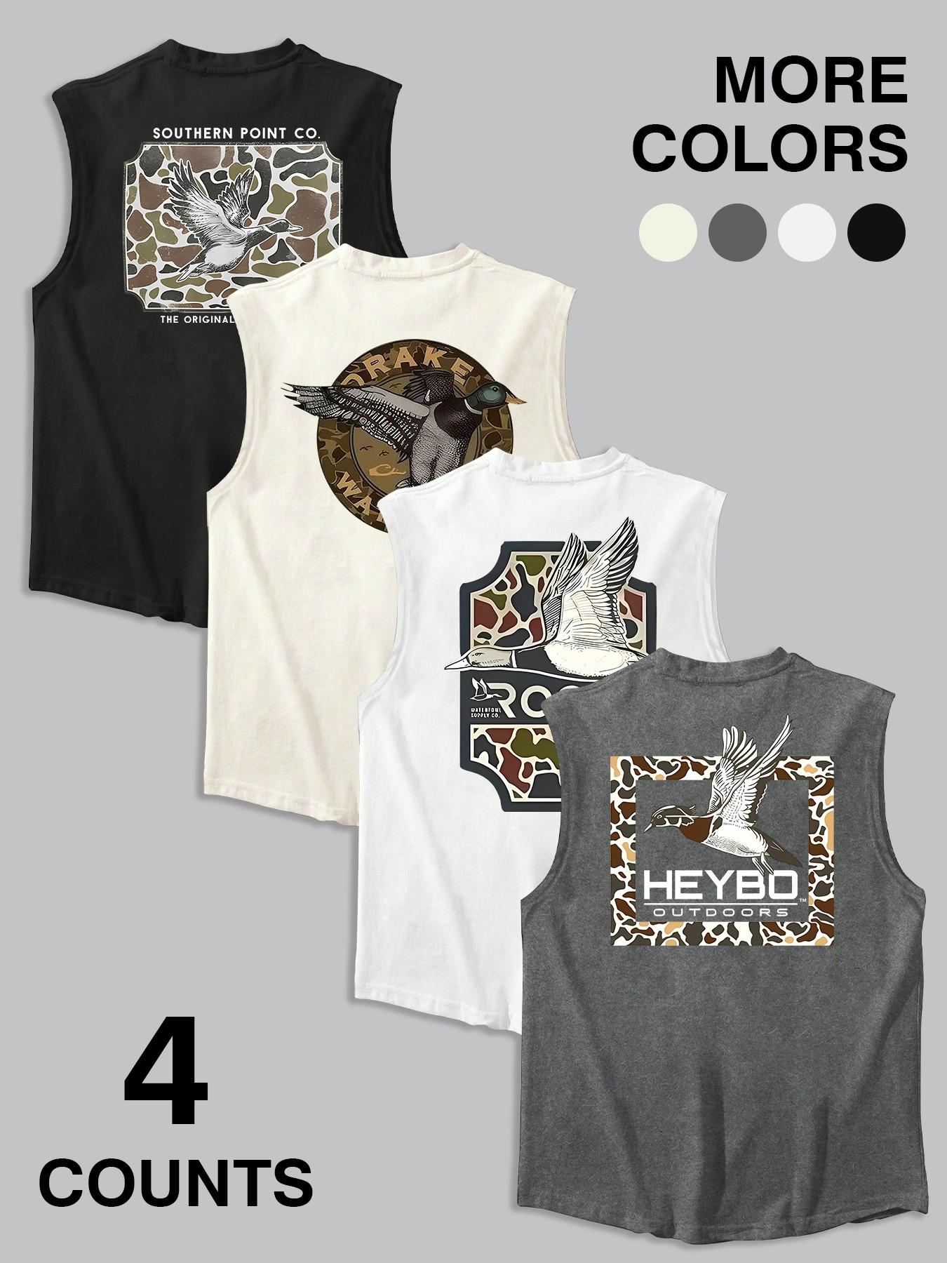 Camouflage Tail Duck Print Multicolor Sleeveless Vest, American Vintage ...