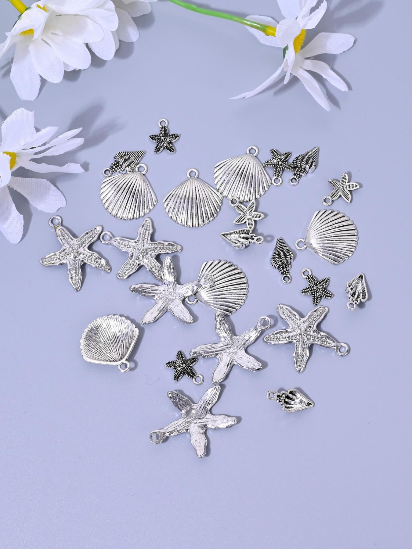 10pcs Sea Shell Starfish Conch Alloy Charms, DIY Jewelry Making Kit, Earrings Necklaces Bracelets Keychains, Daily Accessories