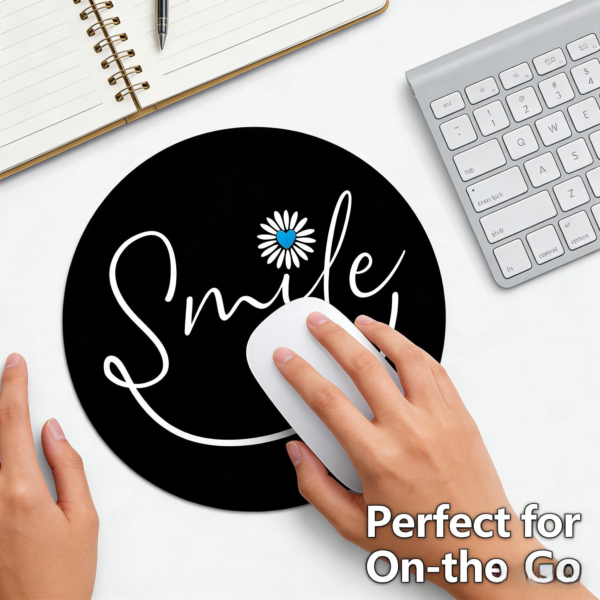 Fashionable Daisy Round Mouse Pad, Non-Slip Rubber Base, Small Desktop Mat for PC/laptop, Gaming/mouse Pad, Gift for Women, 7.87 Inches