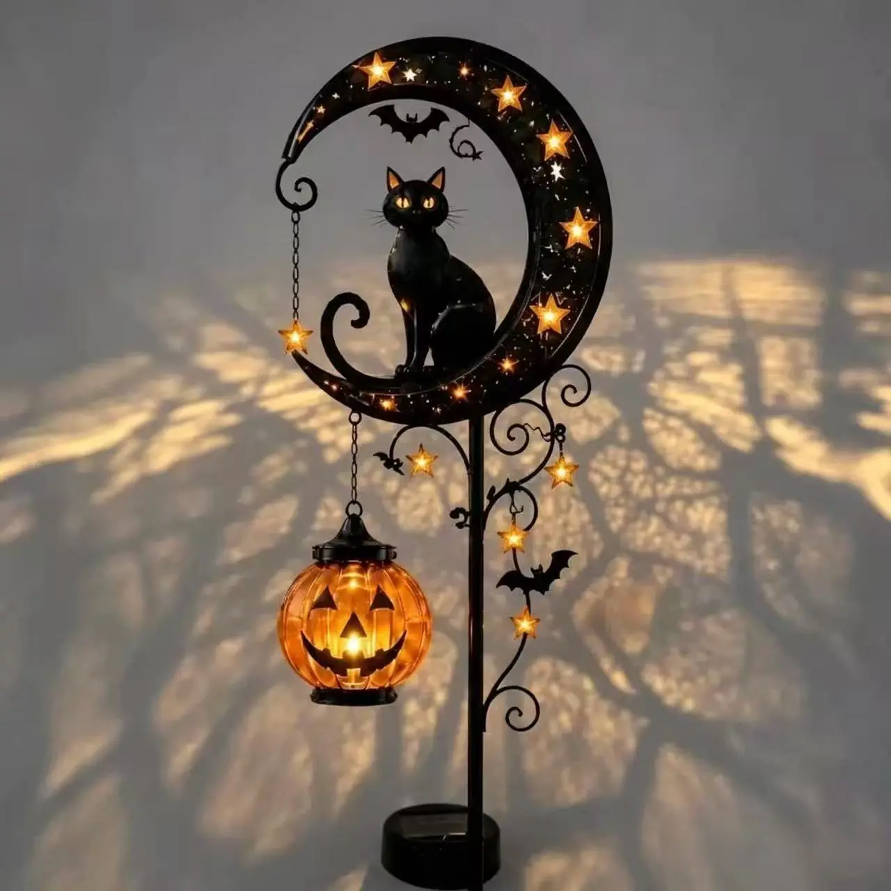 Halloween Black Cat Pumpkin Patch Lights - Moon-Shaped Cartoon-Style Indoor Recreation Decorations, Creative Holiday Gifts for Party Gatherings