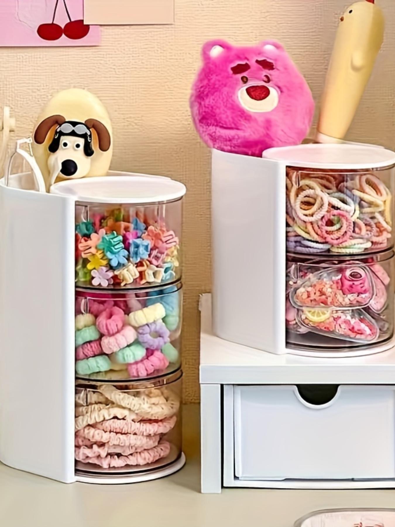 Rotating Multi-Layer Transparent Storage Box, Dustproof Plastic Hair Accessory Organizer, Makeup Cosmetic Organizer, Suitable for Christmas, Valentine's Day, Birthday Gifts