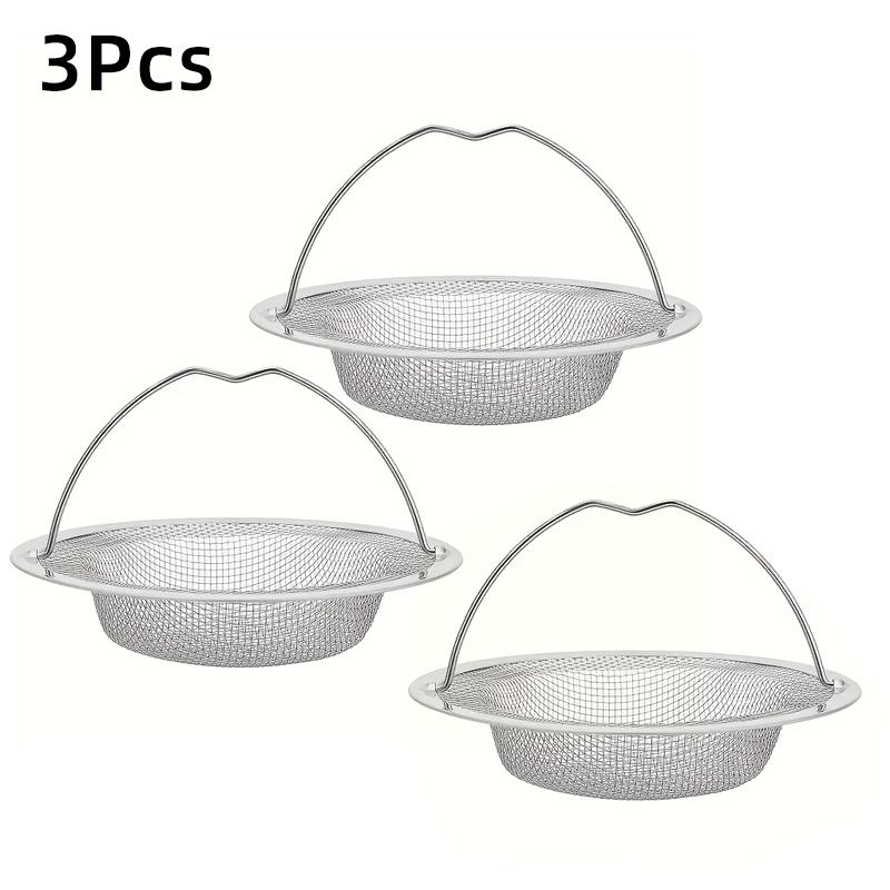 3-Pack Kitchen Sink Drain Filters, Anti-Clog Stainless Steel Filter, Durable Rust-Resistant, Suitable for Kitchen and Bathroom