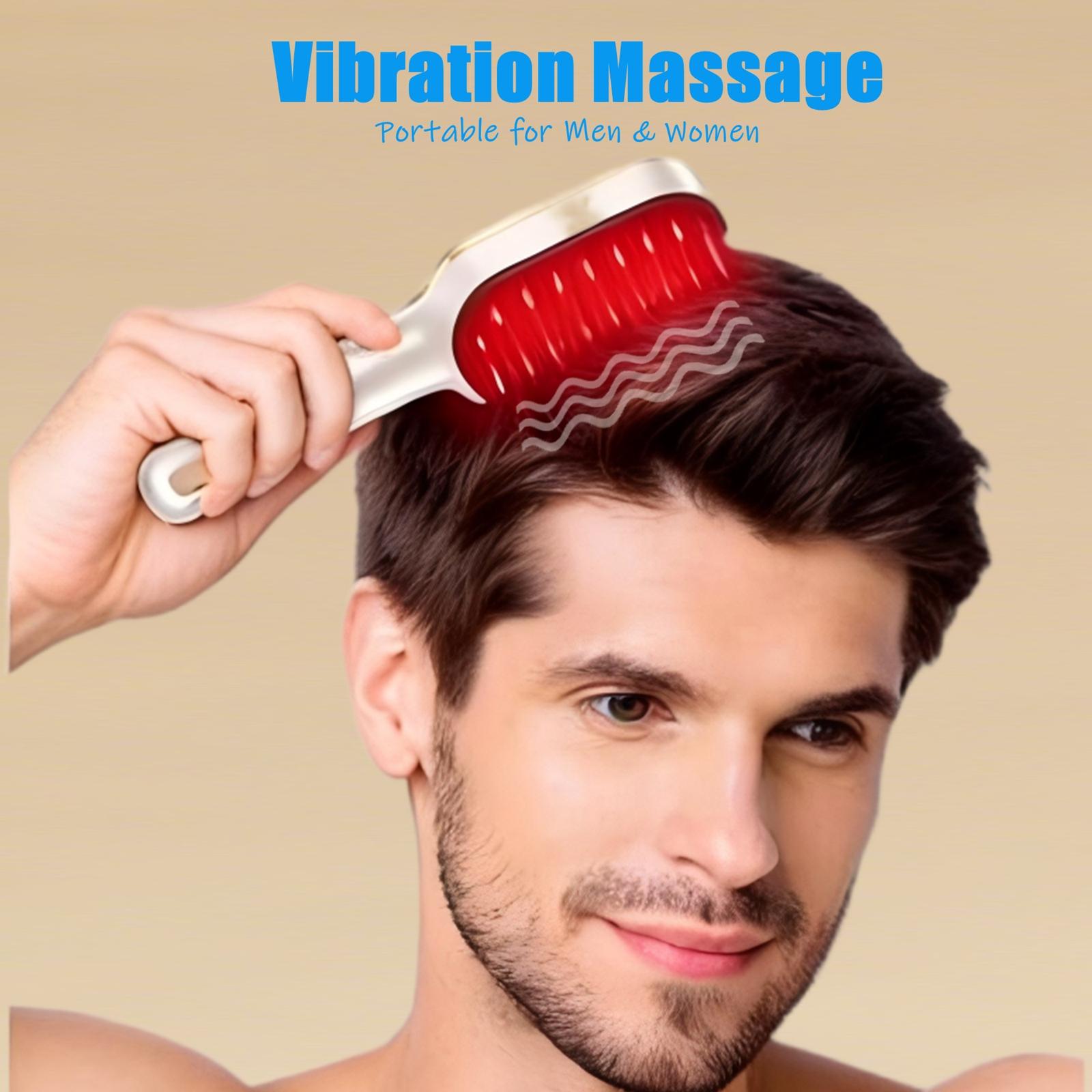 Laser Therapy Hair Growth Comb, Light Hair Brush, Electric Scalp Massager, Blue Light & Vibration, Hair Oil Applicator for Men and Women